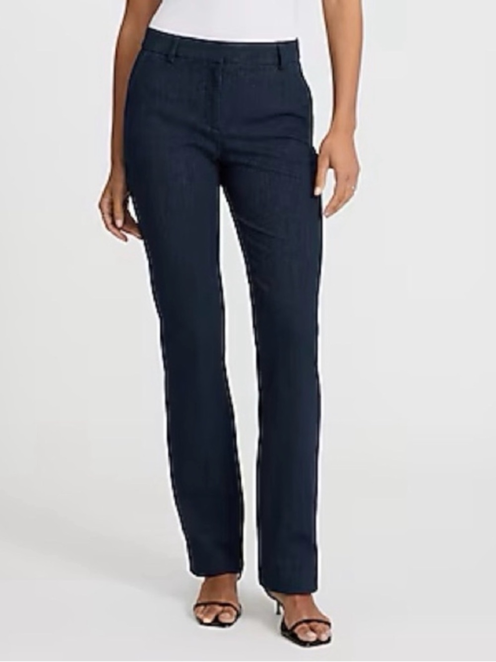 Express Editor Boot Mid Rise Trousers Twill Navy Heather Blue - NWT
